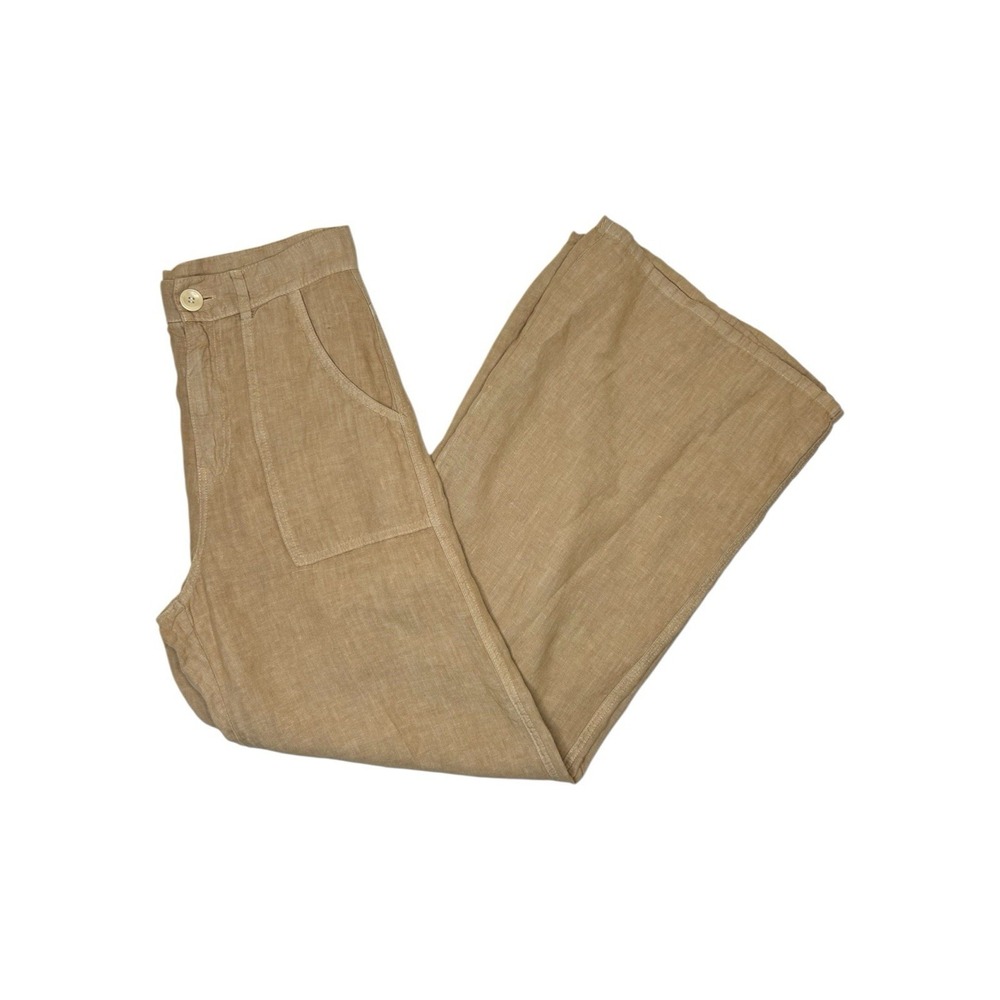 Enza Costa 100% French Linen High Waist Wide Leg Pant Trousers 1 Women's Small - Picture 2 of 14